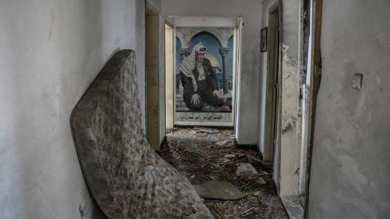 منزل الرئيس الفلسطيني الراحل ياسر عرفات بعد التدمير