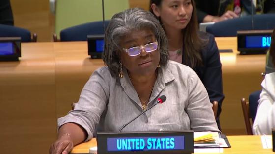 ليندا توماس غرينفيلد السفيرة الأمريكية لدى الأمم المتحدة