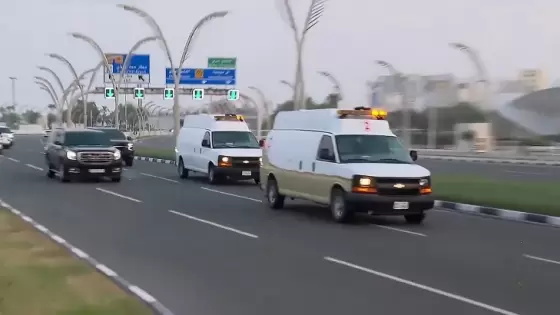 الموكب الذي رافق جثمان هنية لدى وصوله إلى الدوحة