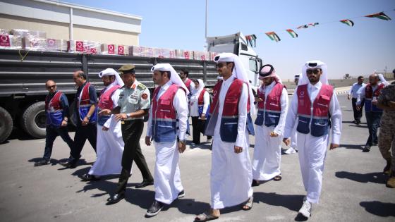 وفد قطر الخيرية المكلف بتسليم المساعدات