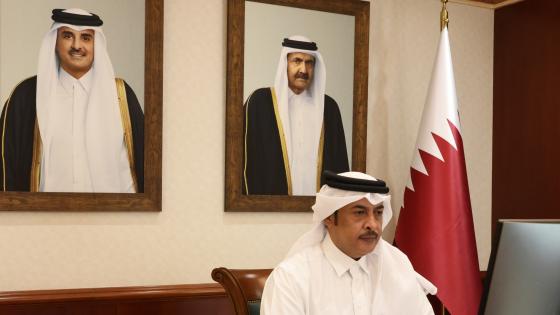 جانب من الاجتماع عبر تقنية الاتصال المرئي