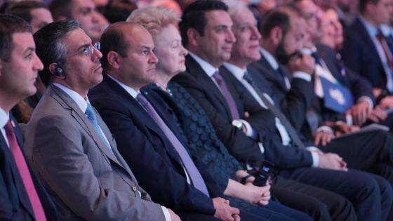 جانب من مشاركة سعادة وزير العمل في المؤتمر