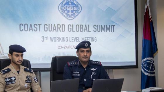 جانب من المشاركة القطرية في المؤتمر عبر تقنية الاتصال المرئي