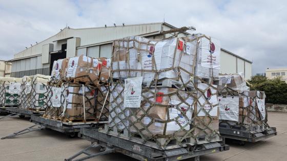 جانب من تسليم المساعدات