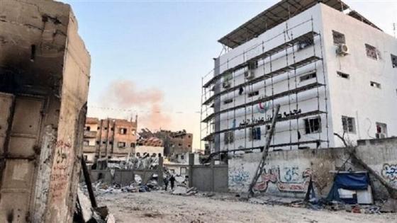 آثار العدوان الإسرائيلي على مستشفى كمال عدوان