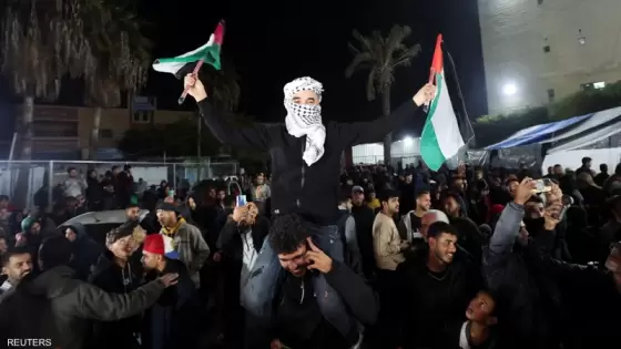 جانب من احتفالات أهالي غزة