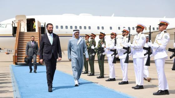 جانب من مراسم استقبال الشرع في الإمارات