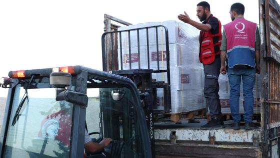 جانب من المساعدات القطرية