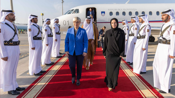 جانب من وصول رئيسة سلوفينيا