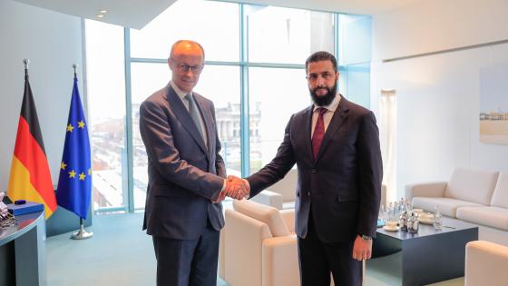 الرئيس السوري خلال اجتماعه بالمستشار الألماني