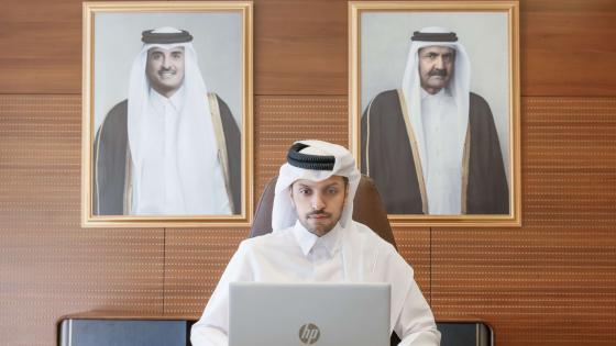 جانب من المشاركة القطرية في الاجتماع عن بُعد