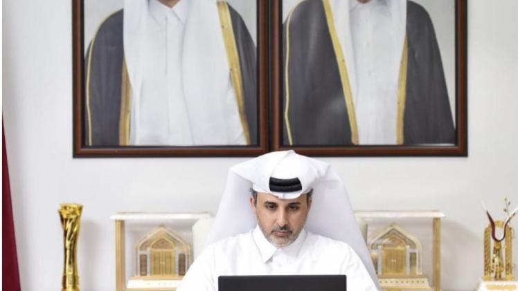 جانب من الاجتماع عبر تقنية الاتصال المرئي