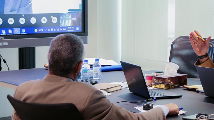 جانب من تنفيذ برنامج التدريب عبر الاتصال المرئي