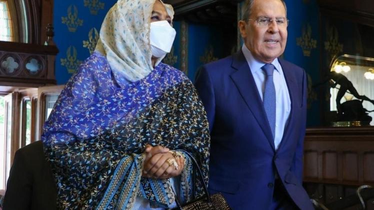 وزير الخارجية الروسي خلال استقبال نظيرته السودانية