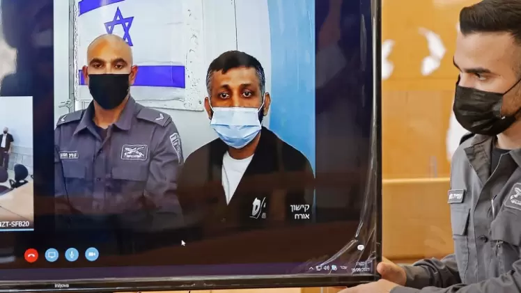 جانب من جلسة المحاكمة للأسرى المعاد اعتقالهم اليوم