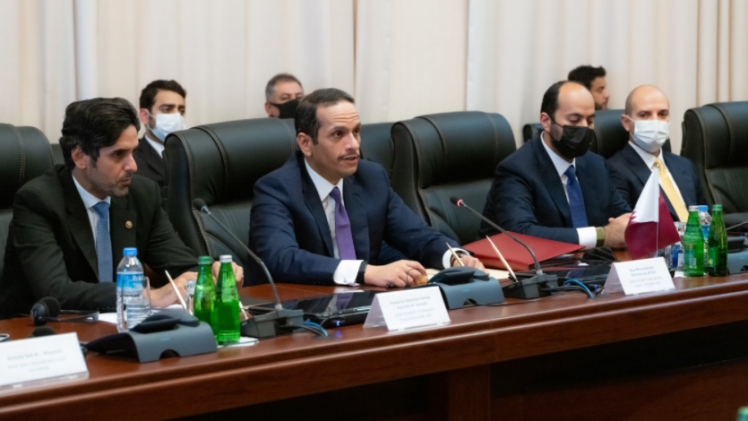 سعادة نائب رئيس مجلس الوزراء وزير الخارجية خلال القاء كلمته