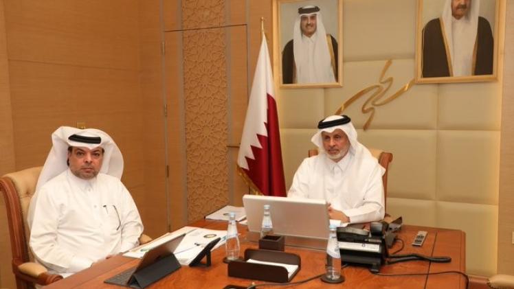 جانب من الاجتماع الذي عقد عبر تقنية الاتصال المرئي