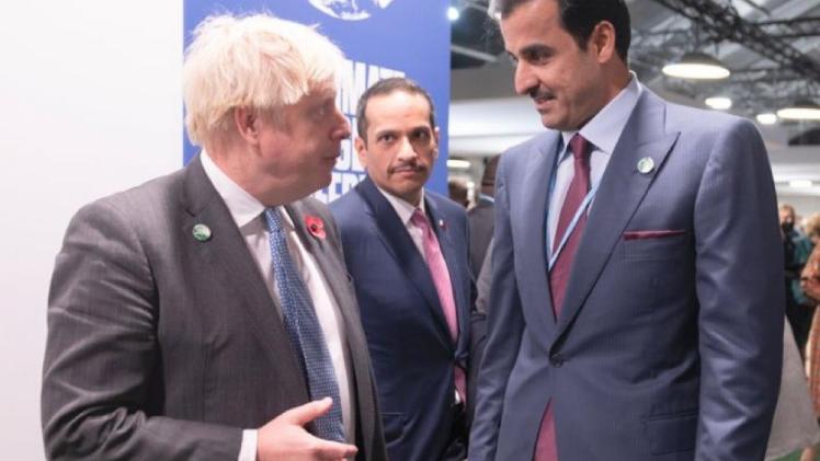 سمو الشيخ تميم بن حمد آل ثاني أمير البلاد المفدى وبوريس جونسون رئيس وزراء بريطانيا