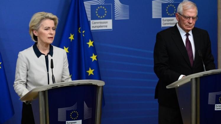 جانب من المؤتمر الصحفي للمفوضية الأوروبية بشأن أزمة أوكرانيا