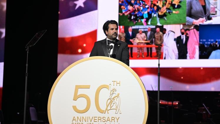 سعادة الشيخ مشعل بن حمد آل ثاني سفير قطر لدى أمريكيا يلقي كلمته