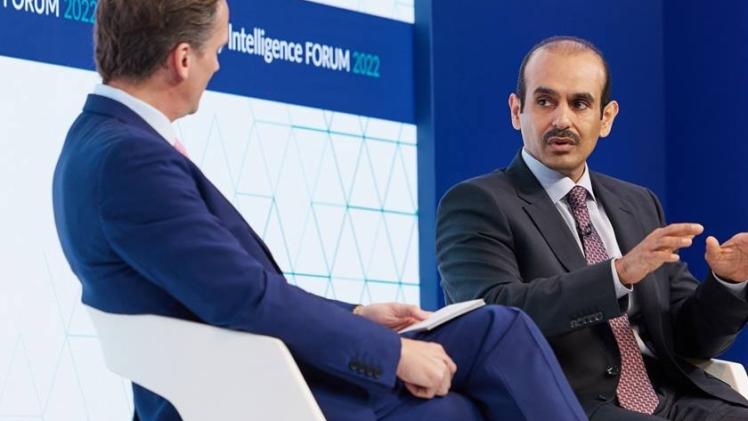 سعادة المهندس سعد بن شريدة الكعبي خلال الجلسة الحوارية