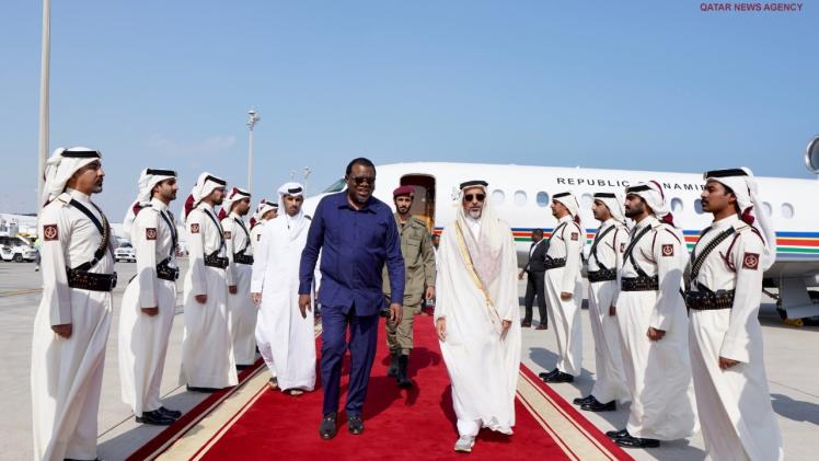 جانب من مراسم الاستقبال لرئيس ناميبيا