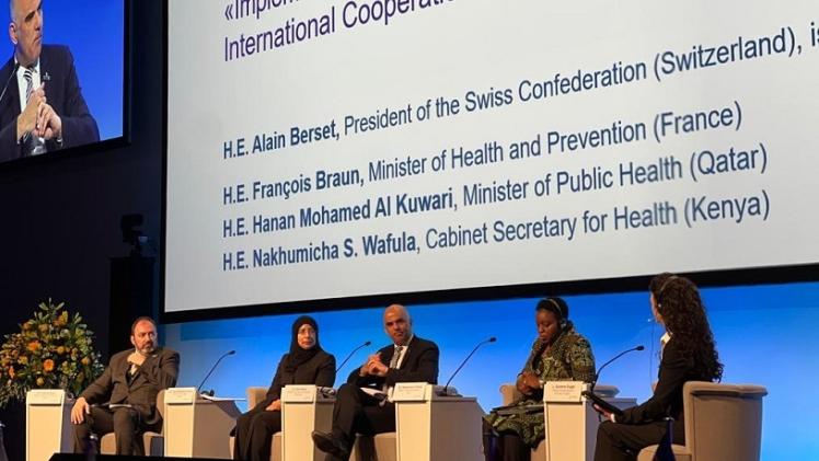 سعادة الدكتورة حنان محمد الكواري وزير الصحة العامة خلال القمة الوزارية