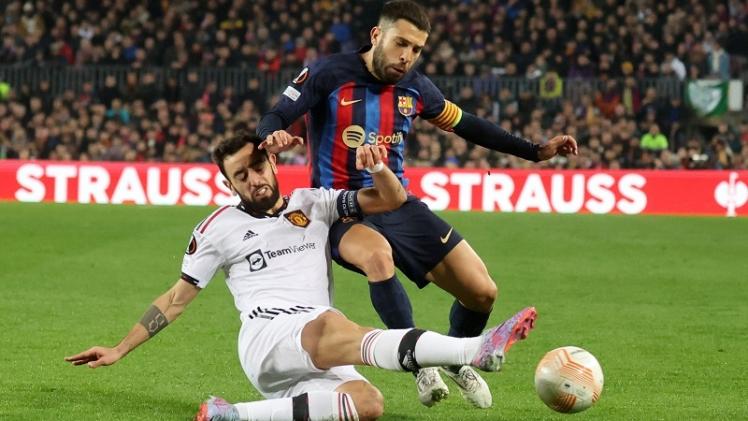 جانب من مباراة الذهاب بين برشلونة ومانشستر يونايتد