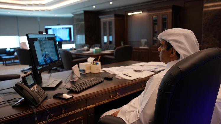 جانب من الاجتماع عبر تقنية الفيديو