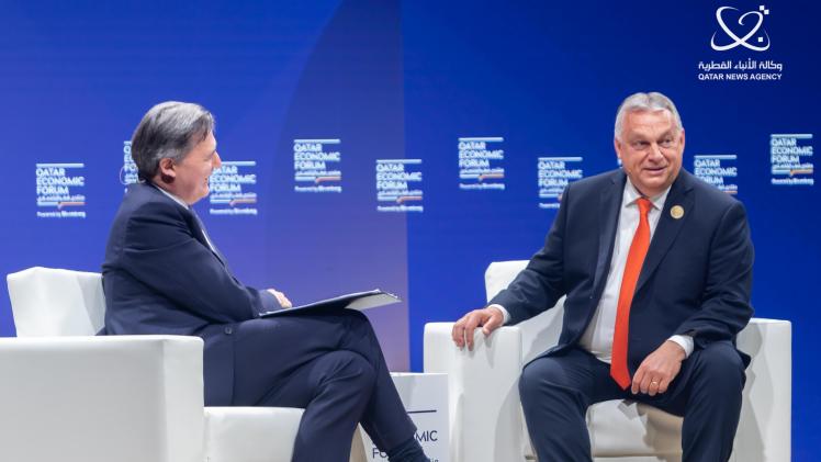 جانب من مشاركة رئيس وزراء هنغاريا بالمنتدى