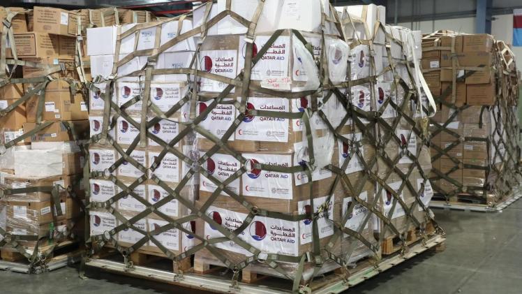 جانب من المساعدات القطرية