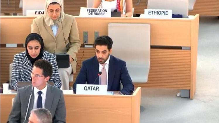 جانب من مشاركة الوفد القطري في الحوار التفاعلي