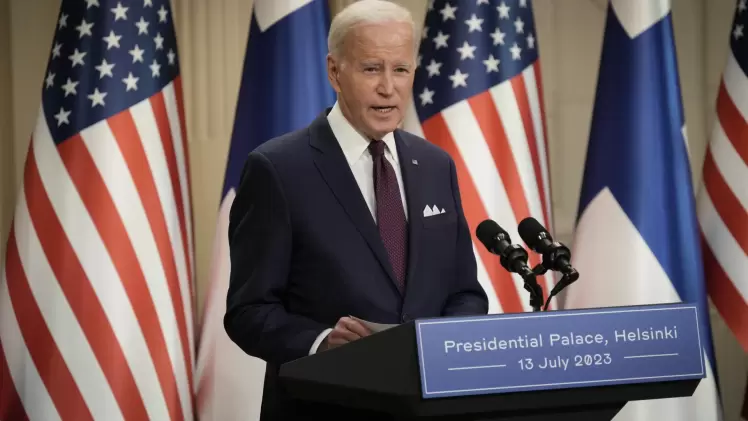 الرئيس الأمريكي جو بايدن خلال المؤتمر الصحفي