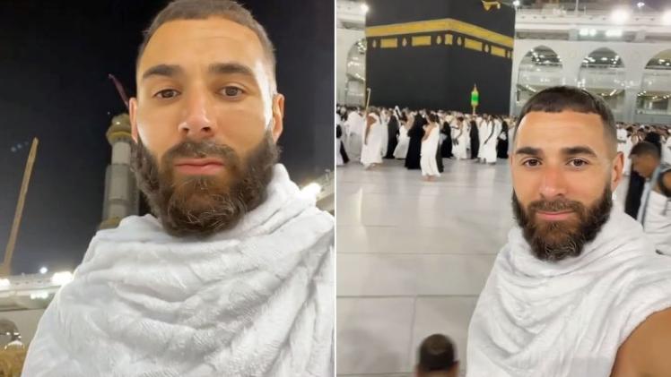 كريم بنزيما بملابس الإحرام