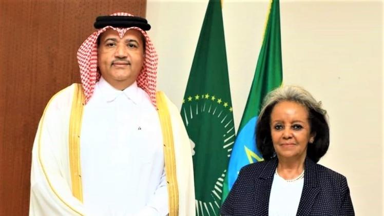 جانب من استقبال رئيسة إثيوبيا لسعادة السفير القطري