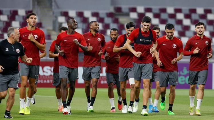 جانب من تدريبات منتخب قطر