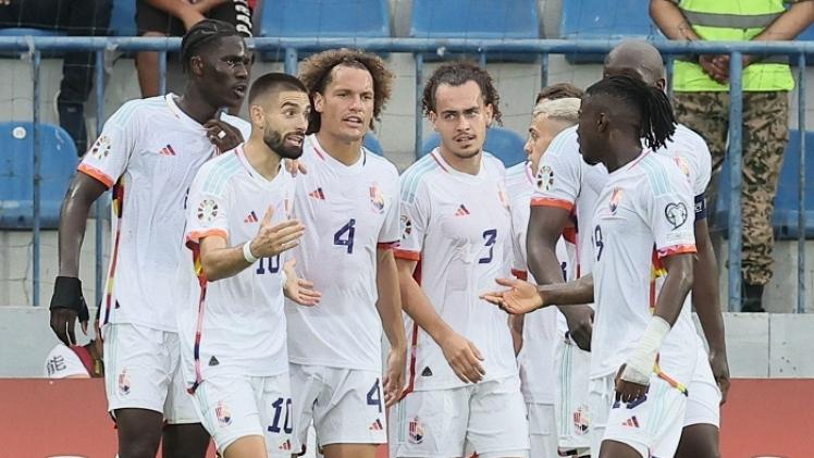 احتفال لاعبو منتخب بلجيكا