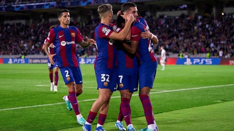 احتفال لاعبو برشلونة