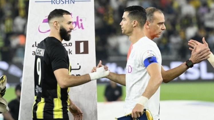 رونالدو وبنزيما في مباراة الاتحاد والنصر