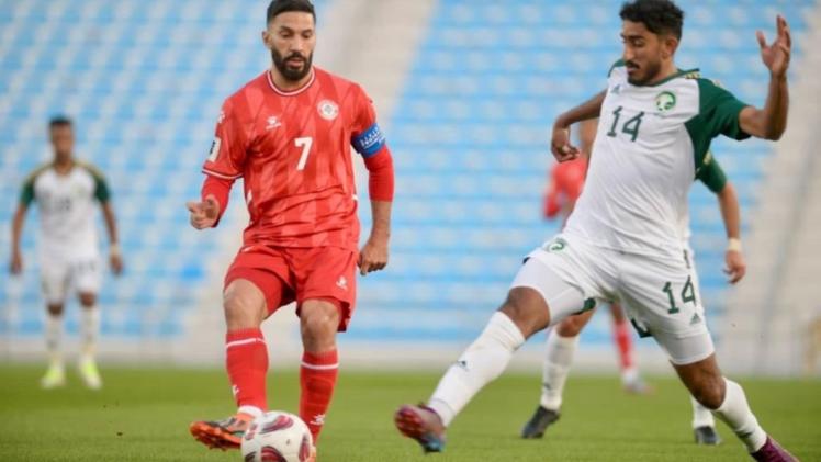 لقطة من مباراة السعودية ولبنان اليوم