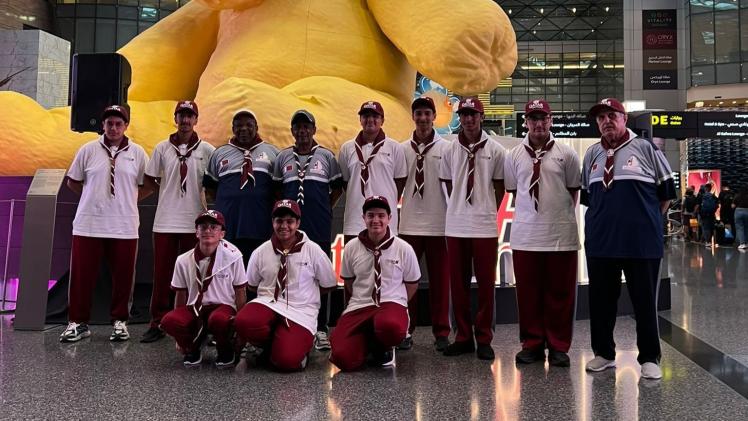 فريق الكشافة قبيل سفره إلى إسبانيا