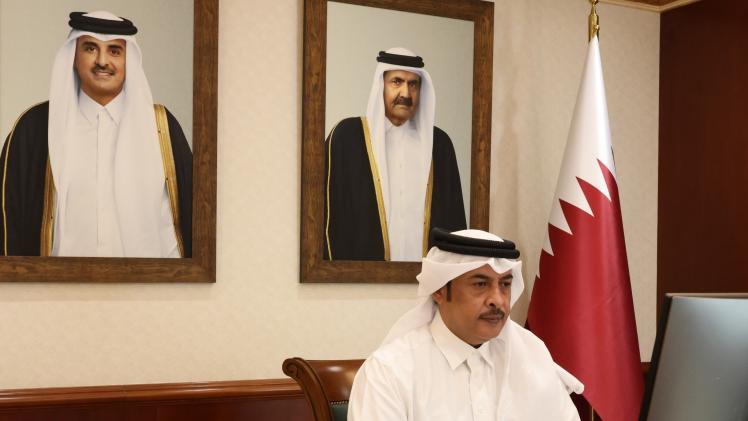 جانب من الاجتماع عبر تقنية الاتصال المرئي