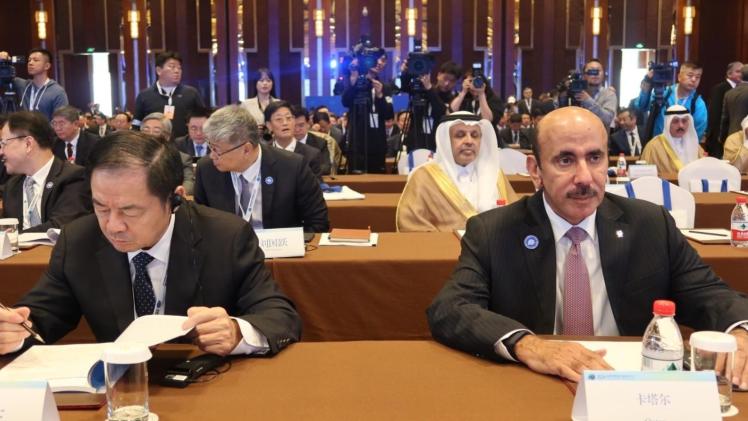 سعادة السيد جاسم بن سيف السليطي وزير المواصلات خلال مشاركته في المنتدى