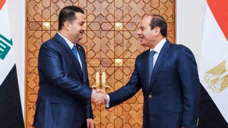 الرئيس المصري عبد الفتاح السيسي ومحمد شياع السوداني رئيس الوزراء العراقي