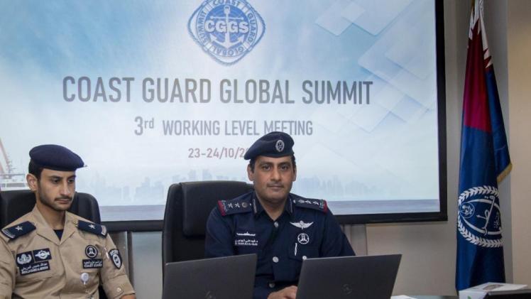 جانب من المشاركة القطرية في المؤتمر عبر تقنية الاتصال المرئي