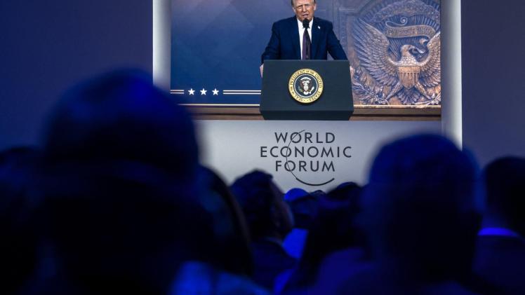 جانب من مداخلة الرئيس الأمريكي دونالد ترامب بمنتدى دافوس