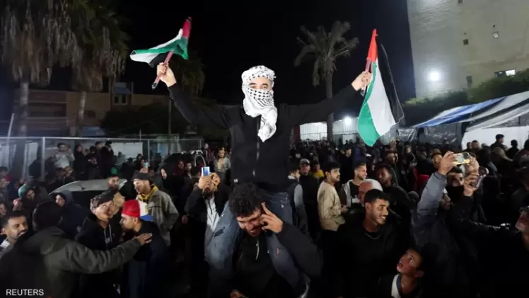 جانب من احتفالات أهالي غزة