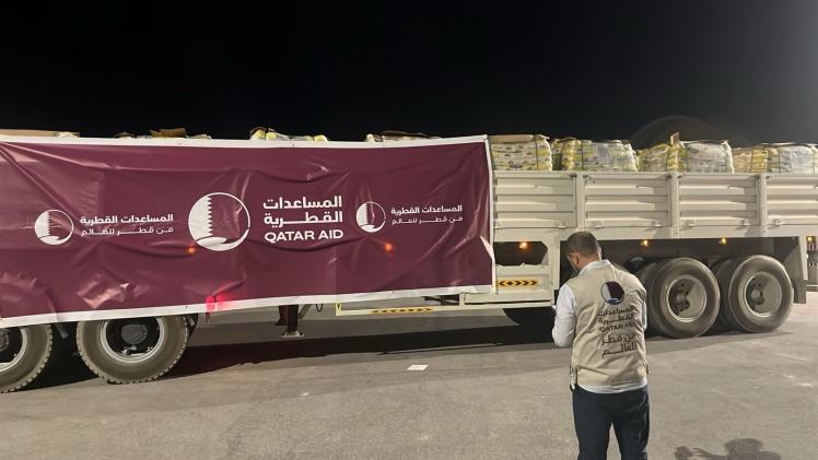 جانب من المساعدات القطرية