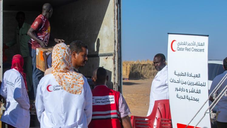 جانب من المساعدات القطرية