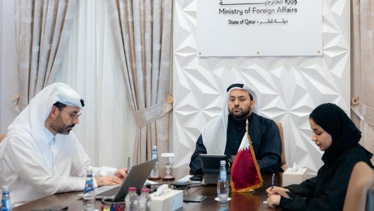 جانب من الاجتماع عبر تقنية الفيديو